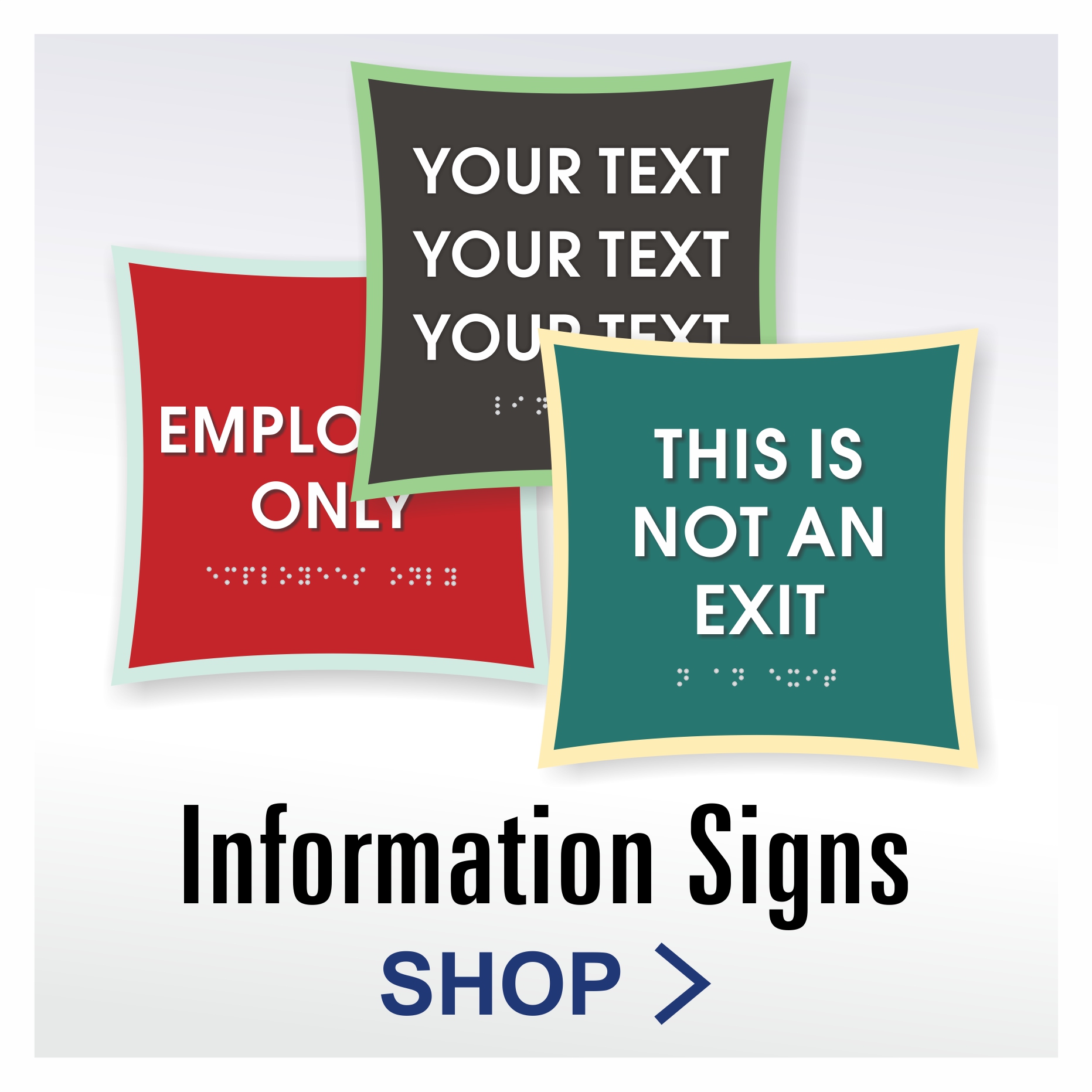Urban ADA information signs with floating dimensional appearance